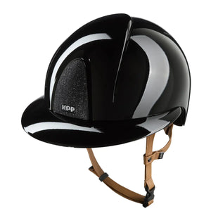 KEP Italia Casque d’équitation KEP Smart Nova Metal Polish – Star – Jugulaire Beige – Visière Polo Black Star Black