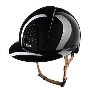 KEP Italia Casque d’équitation KEP Smart Nova Metal Polish – Visière Polo & Jugulaire Beige Noir