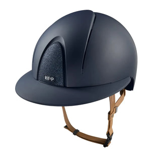 KEP Italia Casque d’équitation KEP Smart Nova Textile Star – Jugulaire Beige & Visière Polo Blue Star Blue