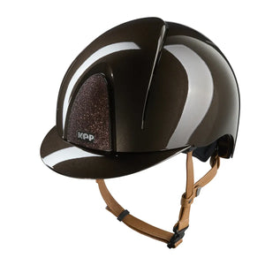 KEP Italia Casque d’équitation KEP Smart Nova Metal Polish – Star & Jugulaire Beige Brown Star Brown