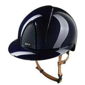 KEP Italia Casque d’équitation KEP Smart Nova Metal Polish – Star – Jugulaire Beige – Visière Polo Blue Star Blue