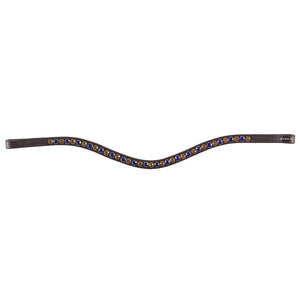 Horka – Frontal forme V Horka cuir marron Marron strass Noir Cheval  | Sellerie Bucéphale