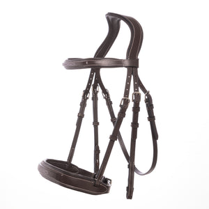 Filet Hunter Benita en cuir avec rênes tressées — Marron/marron