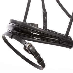 Filet de dressage Zora muserolle suédoise en cuir allemand — Noir/noir — vue 3