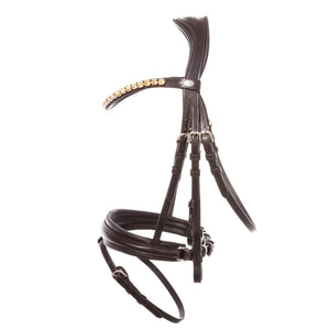 Filet de dressage Zora muserolle suédoise en cuir allemand — Marron/marron