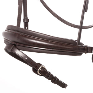 Filet de dressage Zora muserolle suédoise en cuir allemand — Marron/marron — vue 3