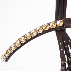 Filet de dressage Zora muserolle suédoise en cuir allemand — Marron/marron — vue 5