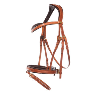 Filet d'obstacle Robin muserolle anglaise combinée — Cognac/laiton