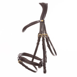Filet d'obstacle Robin muserolle anglaise combinée — Marron/laiton
