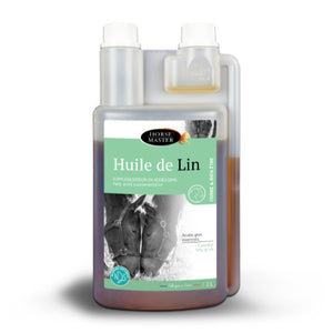 Huile de lin Horse Master première pression à froid, bidon de 1 L pour cheval