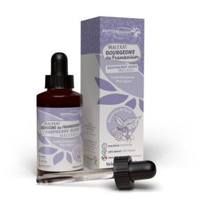 Flacon compte-gouttes de 60 ml de Macérât de bourgeons de framboisier Phyto Master pour jument