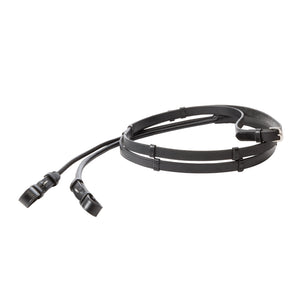 Rênes Fleur en cuir européen, couture ronde, 16 mm, noir