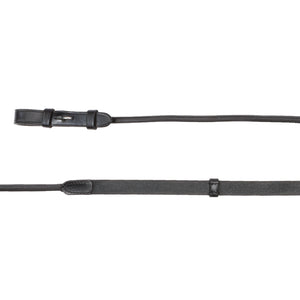 Rênes Fleur en cuir européen, couture ronde, 16 mm, noir