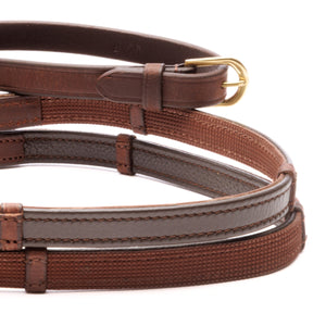 Rênes Softgrip, cuir huilé et dos caoutchouté, 16 mm, marron/laiton