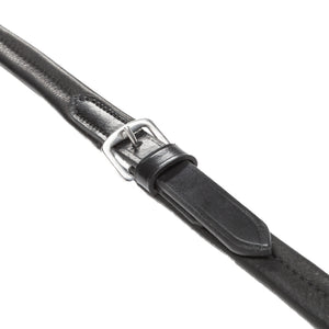 Rênes en cuir ciré, 16 mm, 5 arrêtoirs, noir