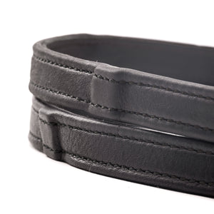 Rênes en cuir souple huilé, arrêtoirs intérieurs, 16 mm, noir/argenté