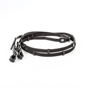Rênes caoutchoutées 16 mm, 5 arrêtoirs, noir