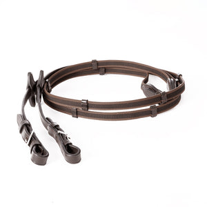 Rênes caoutchoutées 16 mm, 5 arrêtoirs, marron