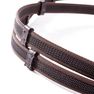 Rênes caoutchoutées 16 mm, 5 arrêtoirs, marron