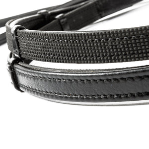 Rênes Softgrip à couture ronde, crochets de bride, 16 mm, noir