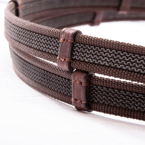 Rênes caoutchoutées en cuir huilé, 16 mm, 5 arrêtoirs