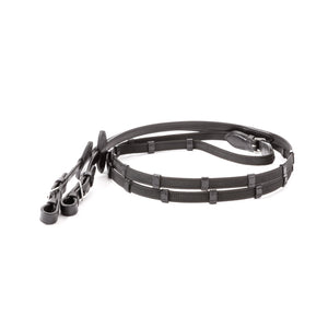 Rênes caoutchoutées à doubles arrêtoirs, 16 mm, 10 arrêtoirs, noir