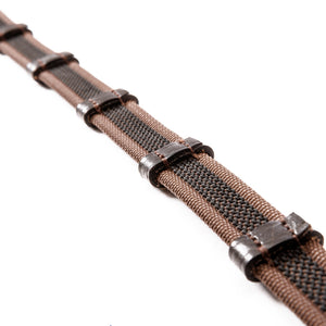 Rênes caoutchoutées à doubles arrêtoirs, 16 mm, 10 arrêtoirs, marron