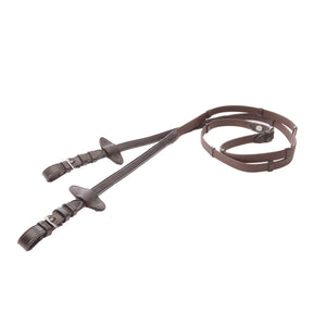 Rênes sangle gainées, 16 mm, 5 arrêtoirs, marron
