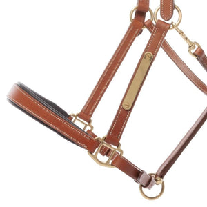 Licol en cuir Bennet avec plaque à graver — Cognac/laiton, vue 2