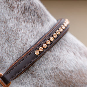 Licol en cuir Falka strass et liseré pailleté — Marron/or rose, vue 6