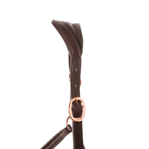Licol en cuir Falka strass et liseré pailleté — Marron/or rose, vue 2