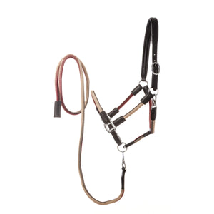Licol en corde Cavo avec longe — Noir/baie-beige