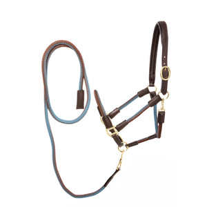 Licol en corde Cavo avec longe — Marron/turquoise