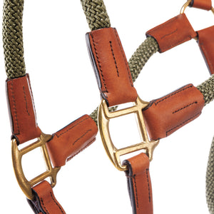 Licol en corde Cavo avec longe — Cognac/vert kaki, vue 2