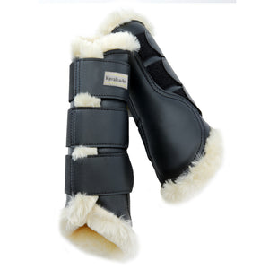 Guêtres Show en synthétique doublé polaire teddy, noir/beige