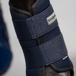 Guêtres Anatomic Star, mesh verni à passepoil pailleté, bleu marine