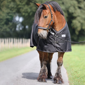 Couverture d'extérieur polaire pour cheval de trait, noir/bordeaux-gris