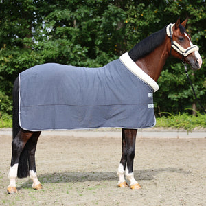 Chemise de transport et séchante Elegance col fourrure, gris/bleu marine-beige