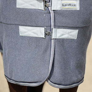 Chemise de transport et séchante Elegance col fourrure, gris/bleu marine-beige