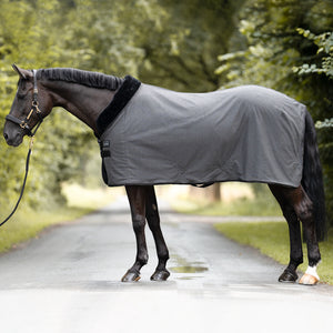 Chemise de transport et séchante Elegance col fourrure, noir/gris
