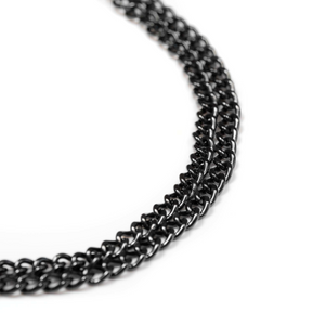 Collier chaîne Sprenger martingale à double rangée maillons plats polis acier inoxydable noir 2 mm