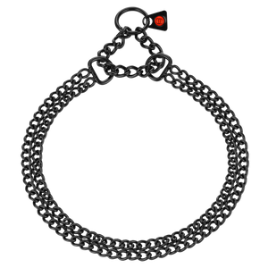 Collier chaîne Sprenger martingale à double rangée maillons plats polis acier inoxydable noir 2 mm