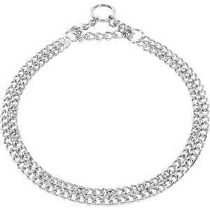 Collier chaîne Sprenger martingale à double rangée maillons plats polis acier chromé 2 mm