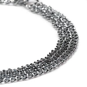 Collier chaîne Sprenger martingale à trois rangées maillons plats polis acier chromé 2 mm