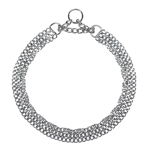 Collier chaîne Sprenger martingale à trois rangées maillons plats polis acier chromé 2 mm