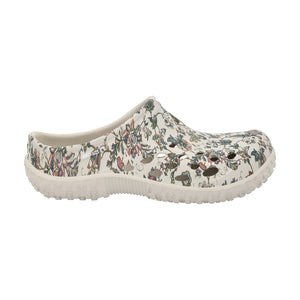 Sabot Muck Boot Muckster Lite Clog beige fleuri, vue de trois quarts