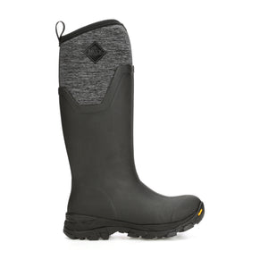 Botte Muck Boot Arctic ICE Tall noir et gris, vue de trois quarts avec bord elastique