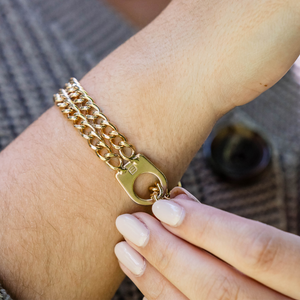 Bracelet femme 2 rangs Sprenger &ME acier inoxydable doré