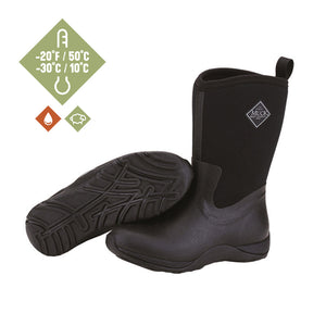 Paire de bottes Muck Boot Arctic Weekend noires, vue de trois quarts avec semelle