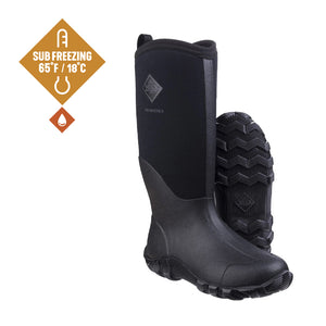 Paire de bottes Muck Boot Edgewater II noires, vue de trois quarts avec semelle nervuree